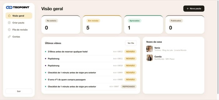 TecPoint Content Engine — captura de tela